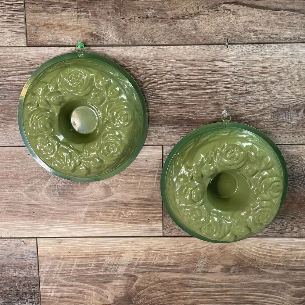 Rose Ring Jello® Mold AHC 1963 Ring of Roses Aluminum 9” Diam 5 Cup Green Set 2